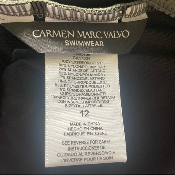 Carmen Marc Valvo One Shoulder Mesh Cutout Swimsuit Olive Green 12 NWOT - Picture 4 of 8